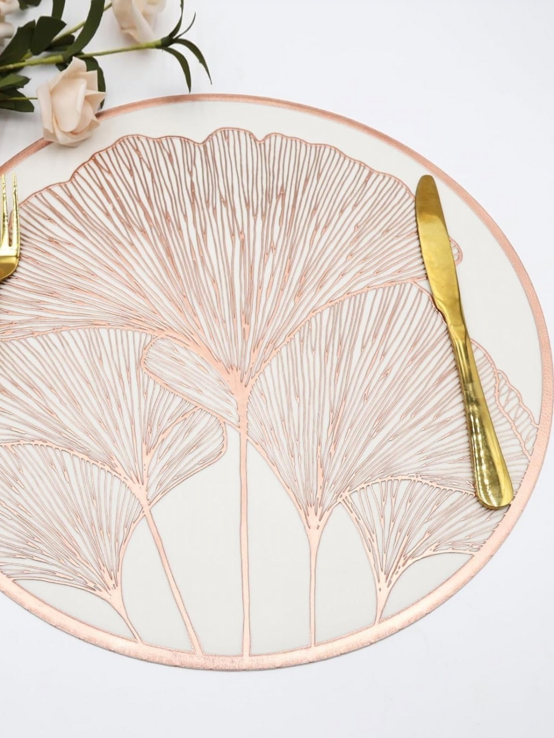 

LooMantha Copper Toned 4 Pieces Floral Embellished Table Placemats