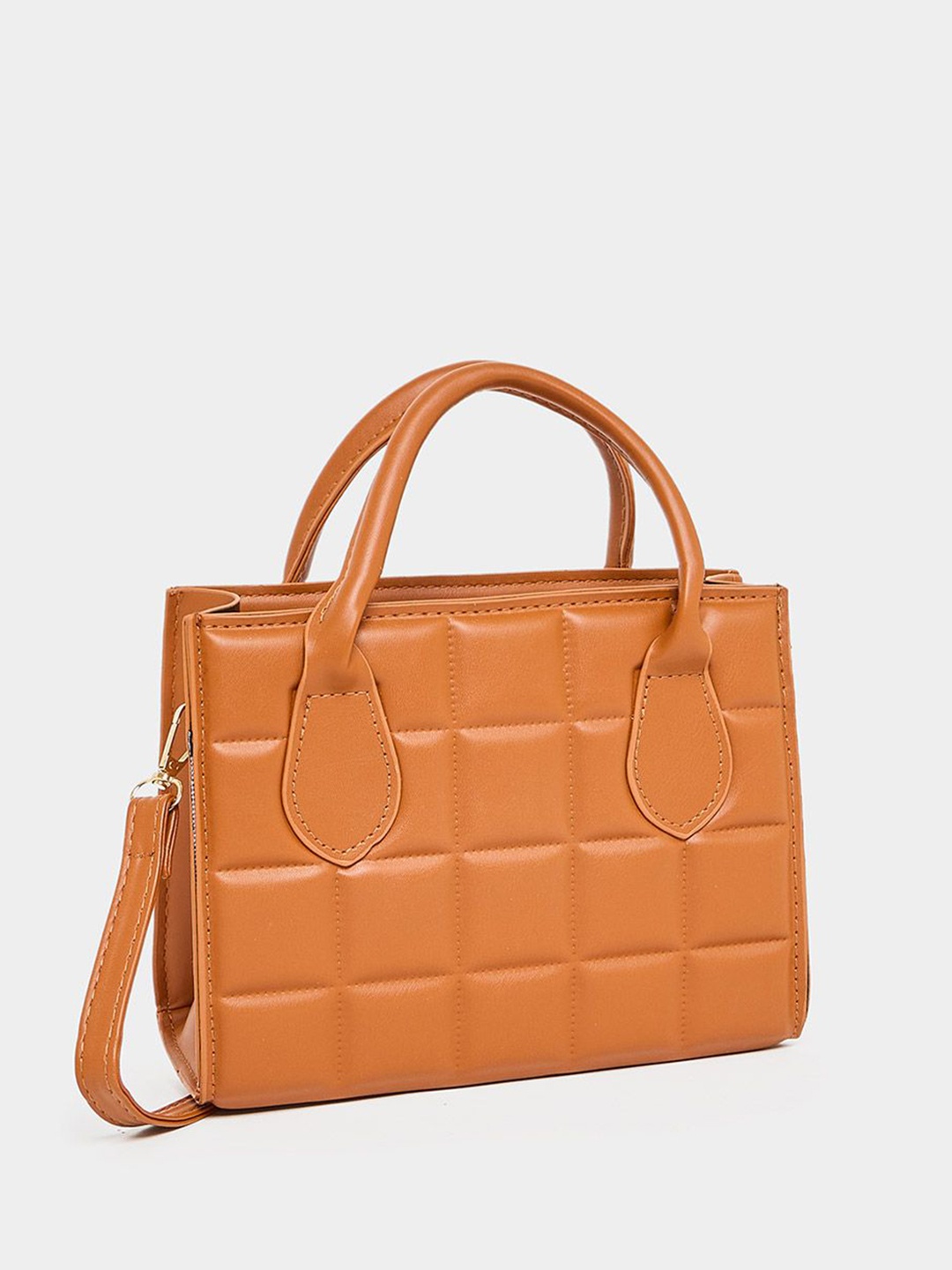 

Women Solid Quilted Shoulder Bag, Bronze