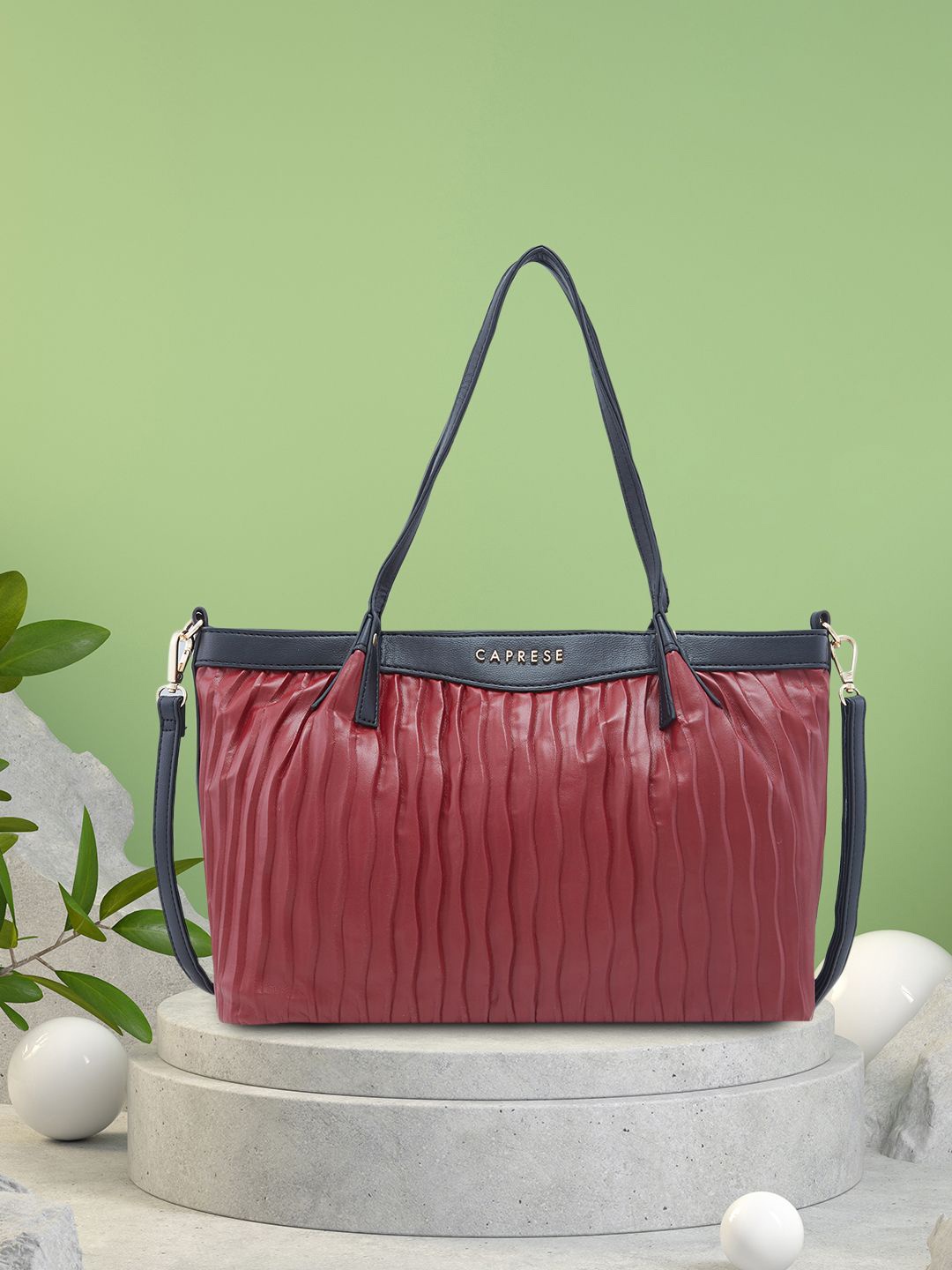 

Caprese Structured Satchel with Tasselled, Burgundy