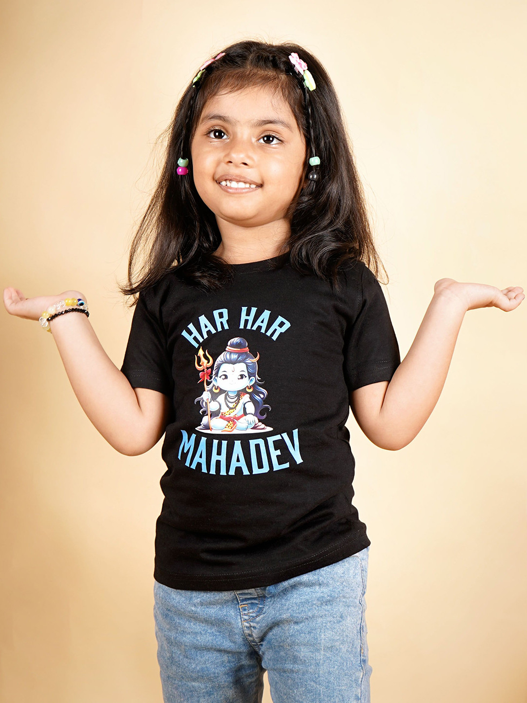 

PRABHUBHAKTI Unisex Kids Bio Finish Graphic Printed Round Neck Cotton T-Shirt, Black