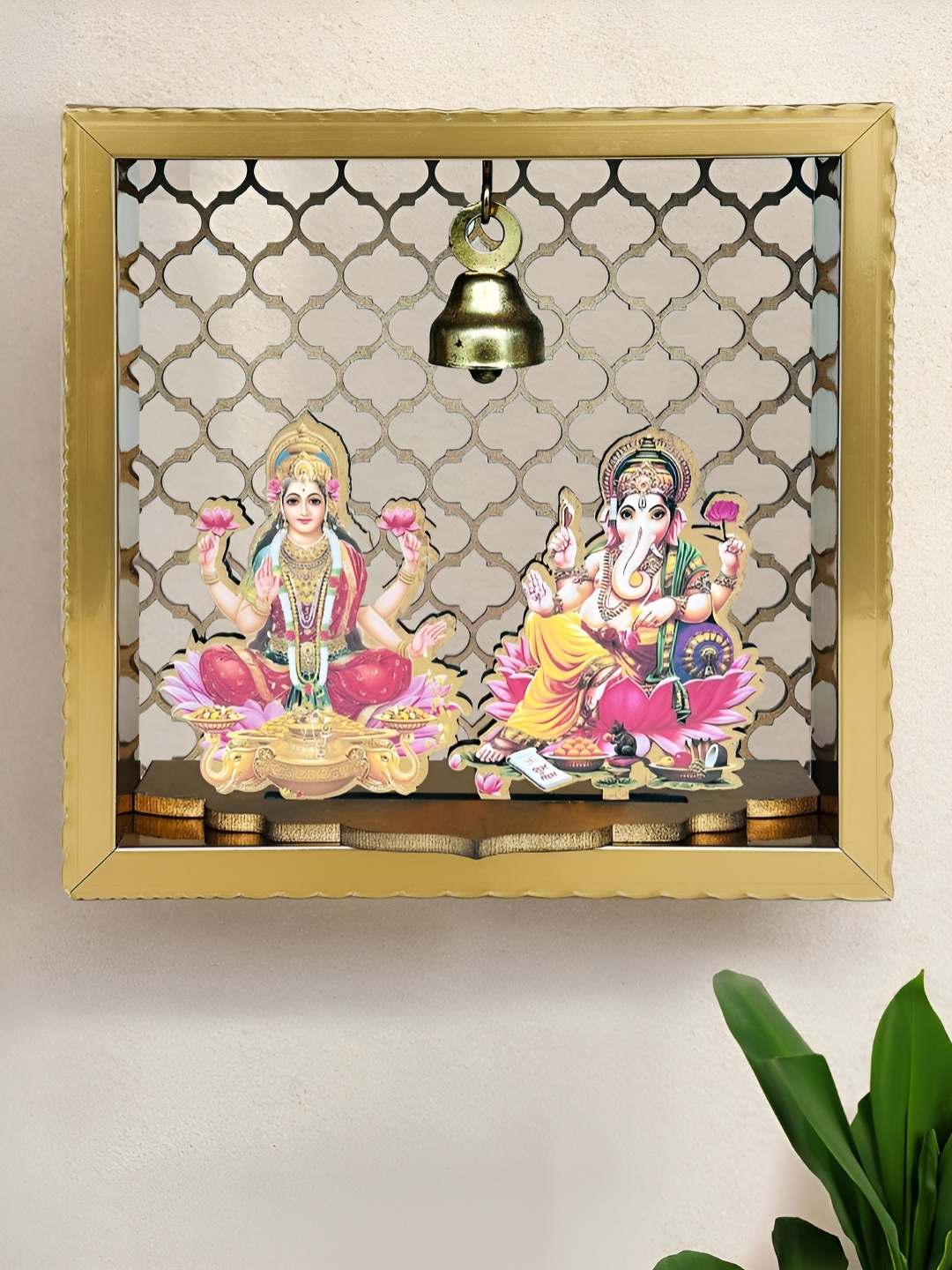 

Art Street Laxmi Ganesh Wall Hanging Temple, Gold