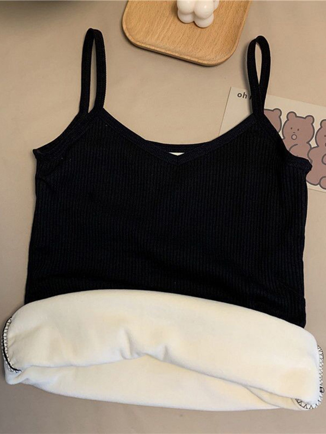 

Alexvyan Ribbed Thermal Top, Black