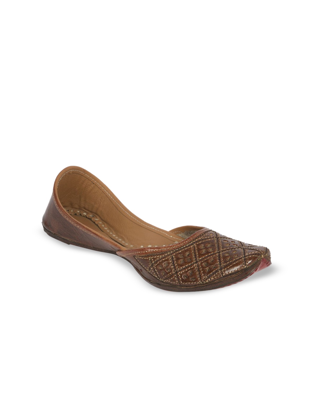 

Ta Chic Women Ethnic Mojaris with Laser Cuts Flats, Brown