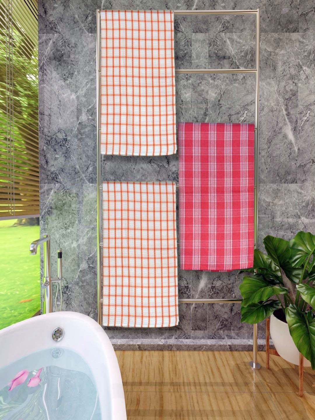 

Aura Pink & White 3 Pieces Printed Cotton 250 GSM Bath Towel