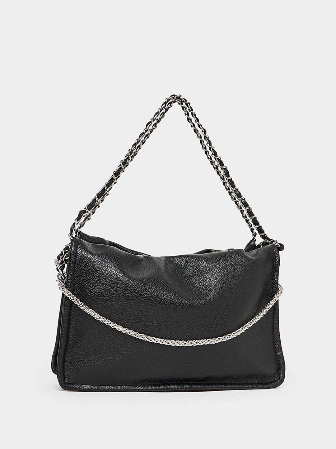 

Women Solid Embellished Shoulder Bag, Black