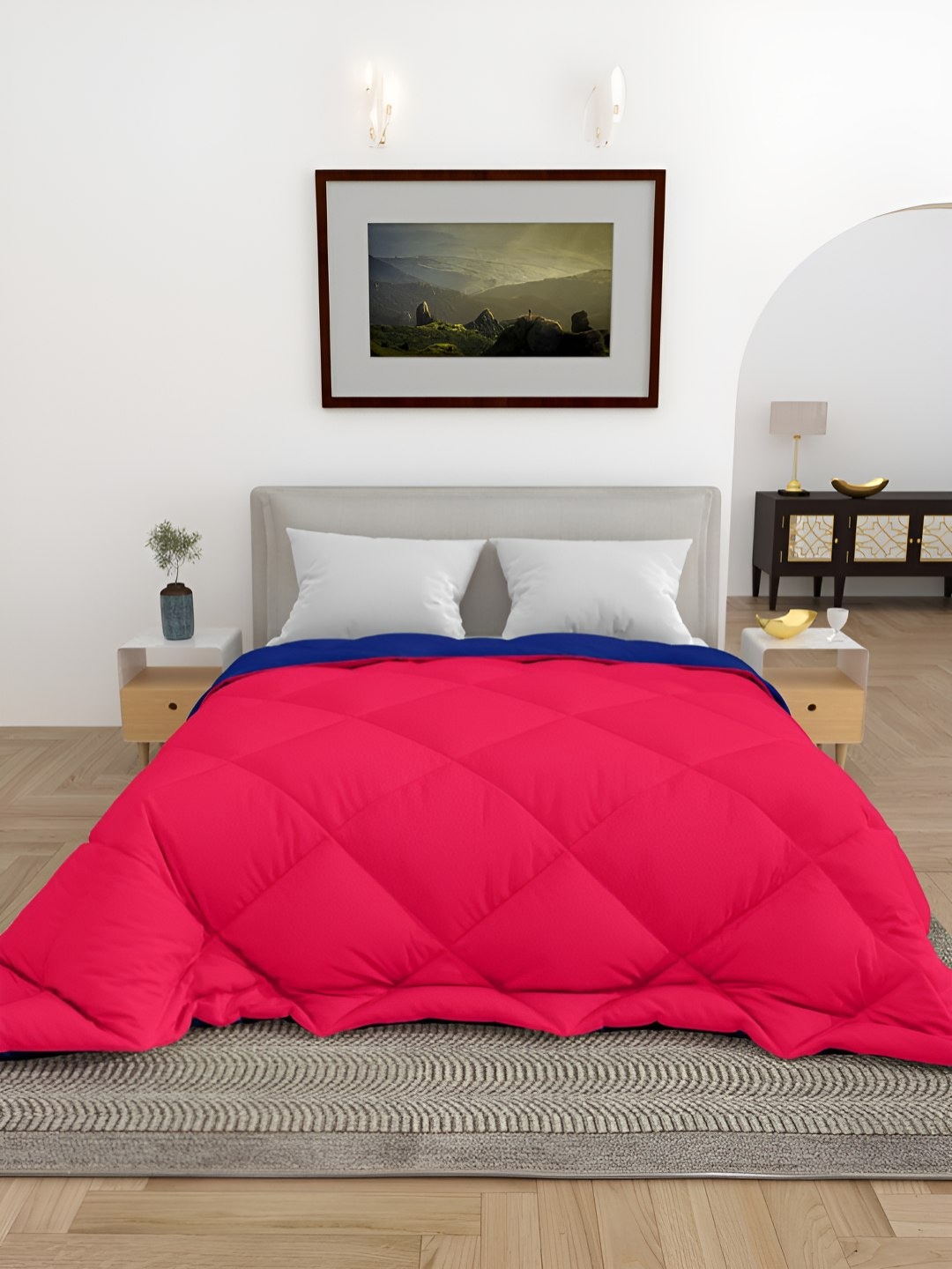 

tundwal's Pink & Blue Geometric Heavy Winter Single Bed Comforter