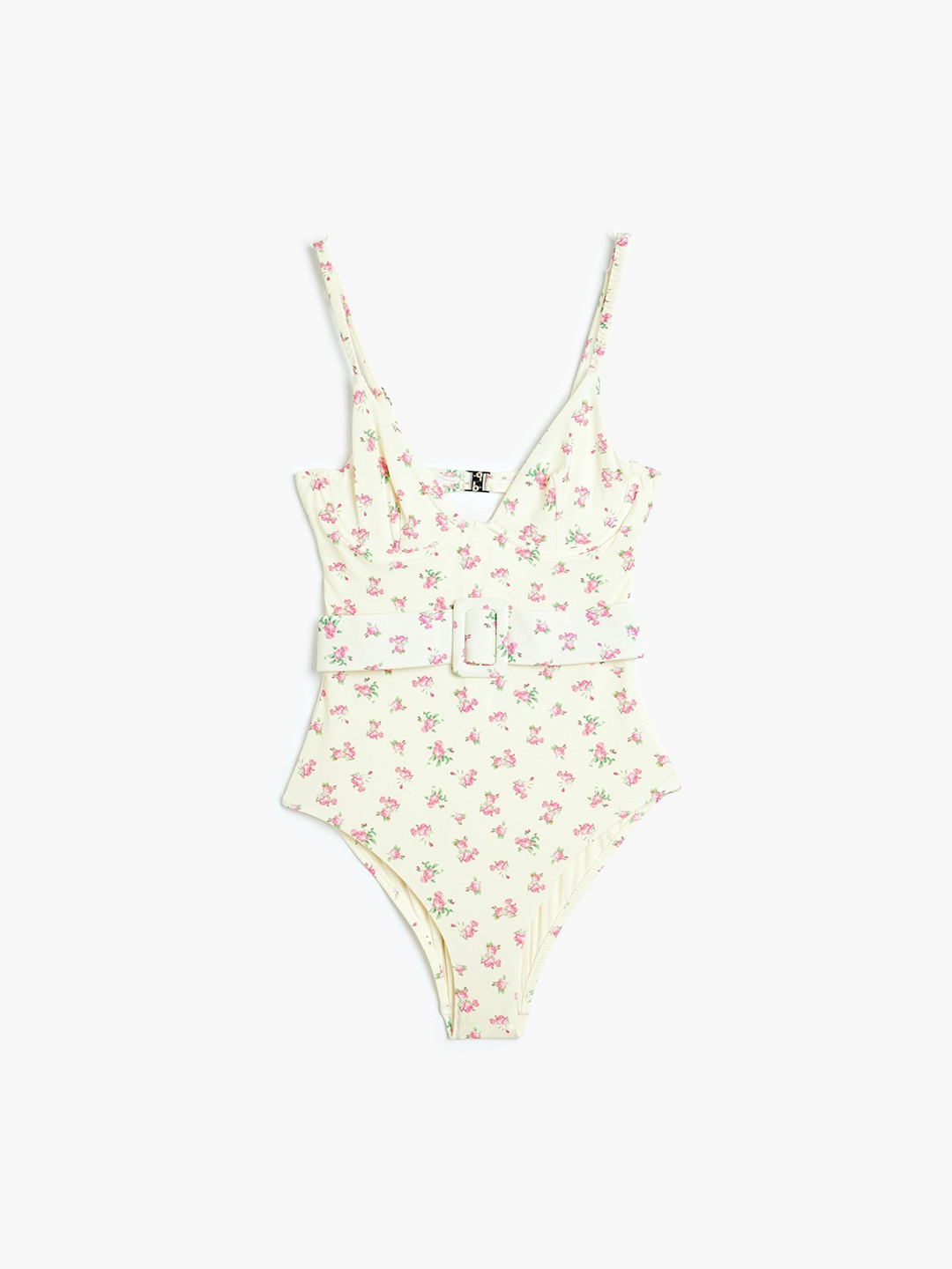 

Koton Printed Shoulder Straps Swim Bodysuit, Beige