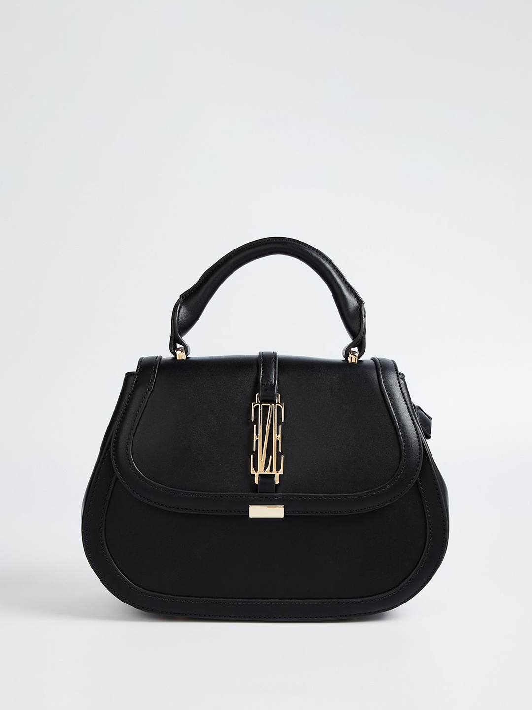 

ELLE PU Oversized Structured Handheld Bag, Black