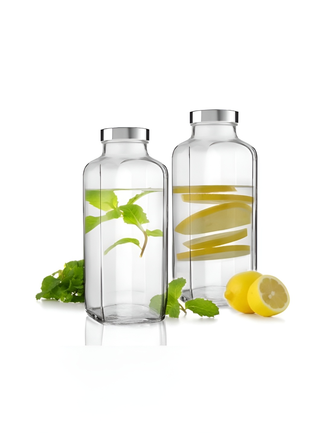 

CROCO JAR Transparent Set of 2 Glass Solid Water Bottle