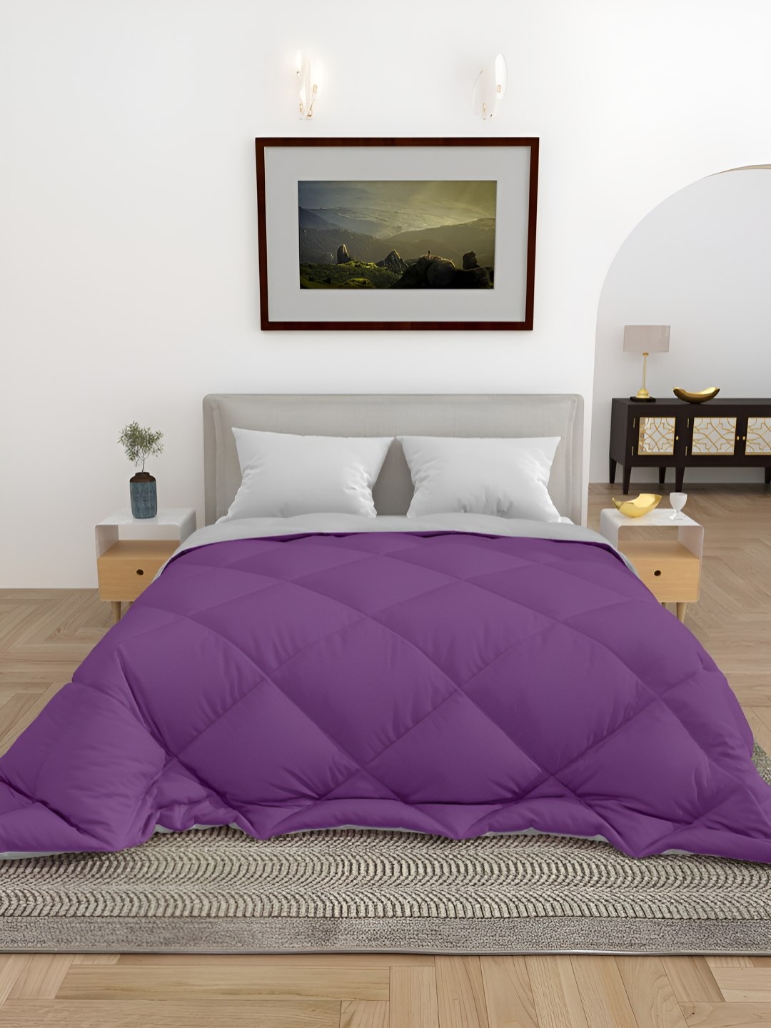 

tundwal's Purple & White Geometric Heavy Winter Single Bed Comforter
