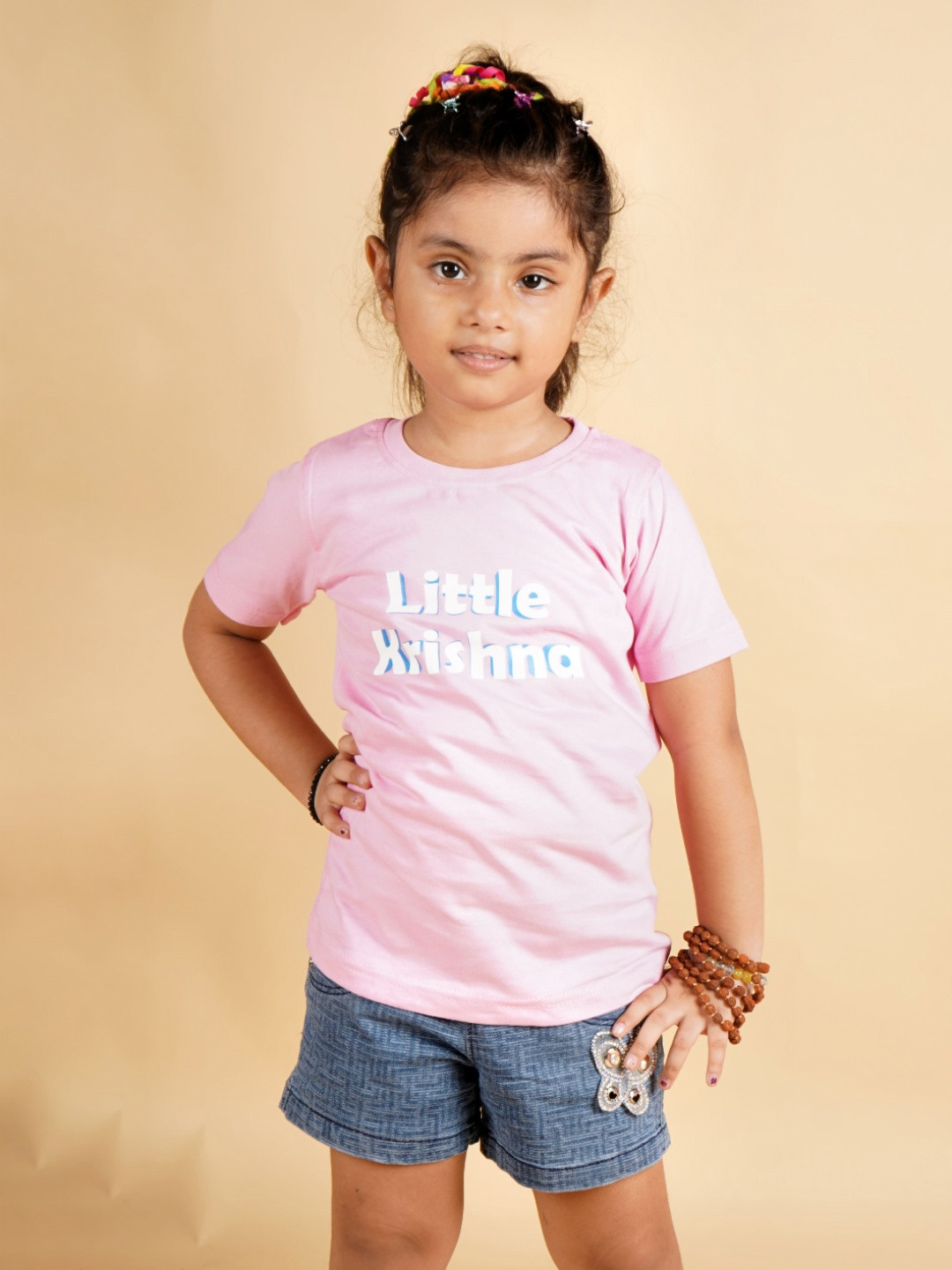 

PRABHUBHAKTI Unisex Kids Bio Finish Typography Printed Round Neck Cotton T-Shirt, Pink