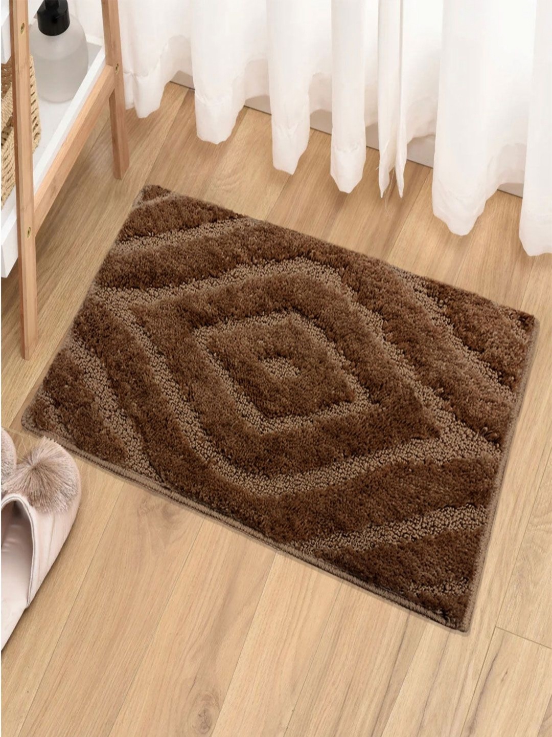 

LUXEHOME INTERNATIONAL Coffee Brown Textured 1800 GSM Bath Rug