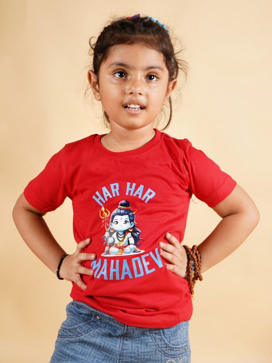 

PRABHUBHAKTI Unisex Kids Bio Finish Graphic Printed Round Neck Cotton T-Shirt, Red