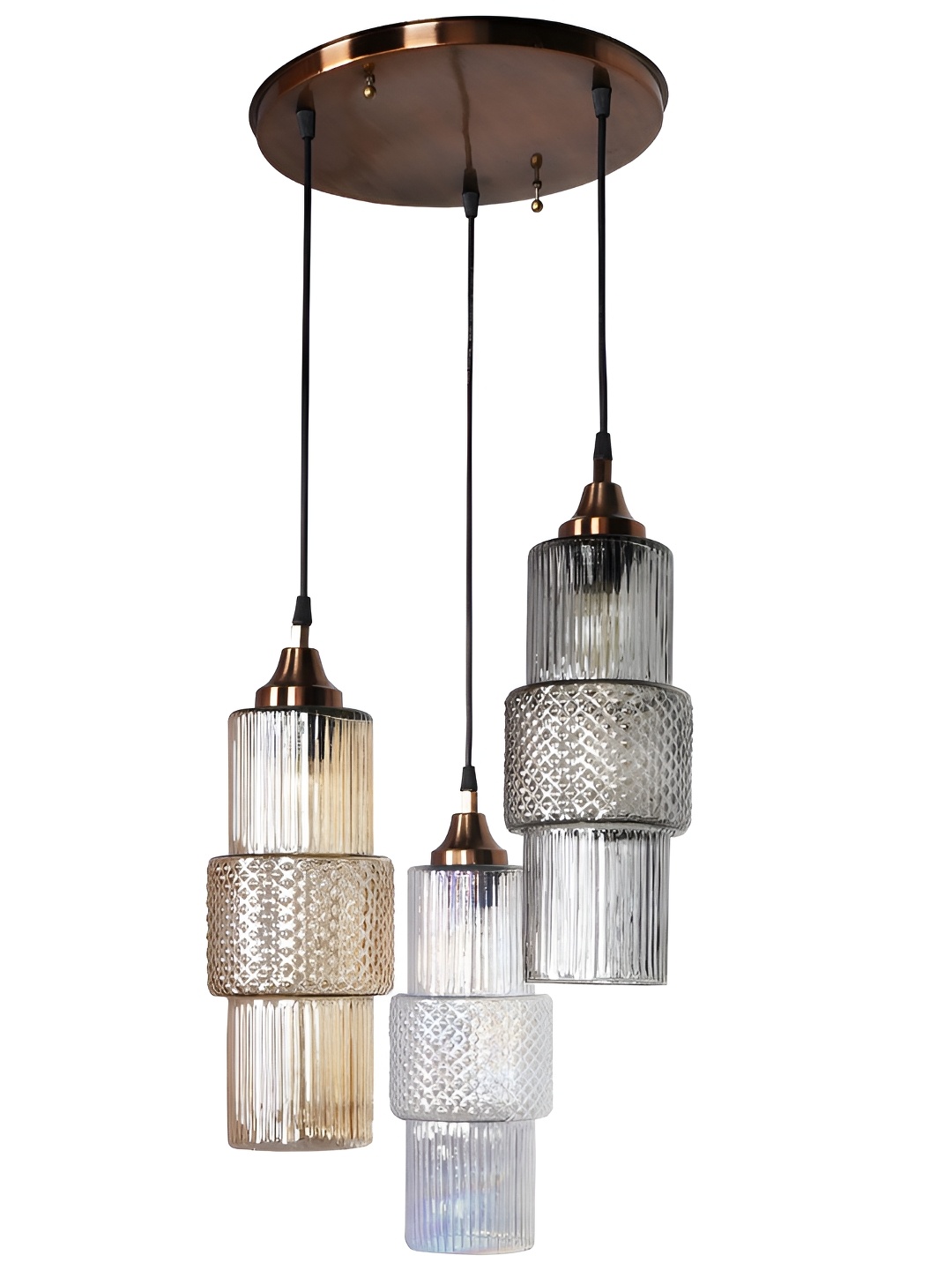 

Fos Lighting Gold-Toned & Grey Glass Ceiling Lamp