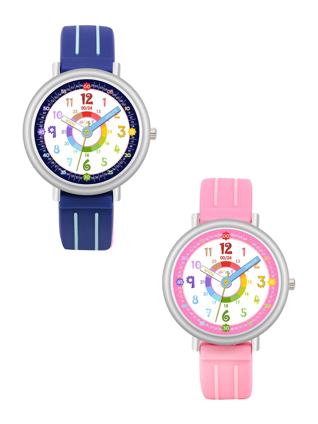 

Spiky Unisex Kids Dial & Straps Analogue Watch Combo_EVA28_PnkBlu, Pink