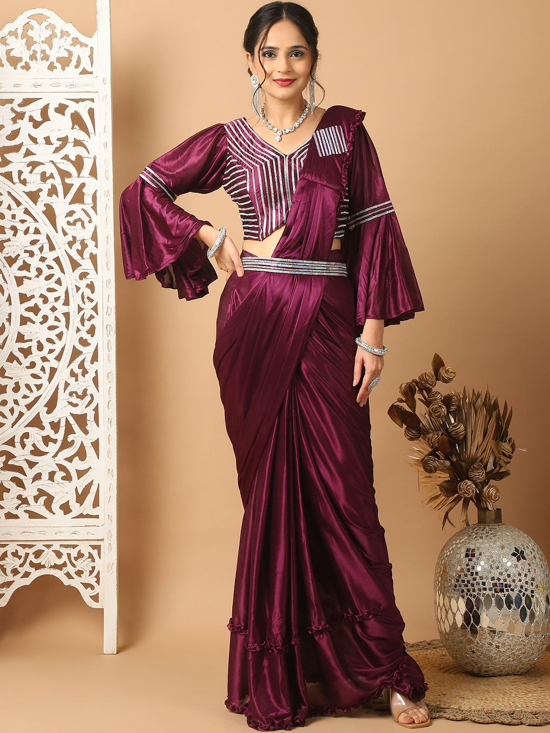

Mitera Ready to Wear Saree, Burgundy