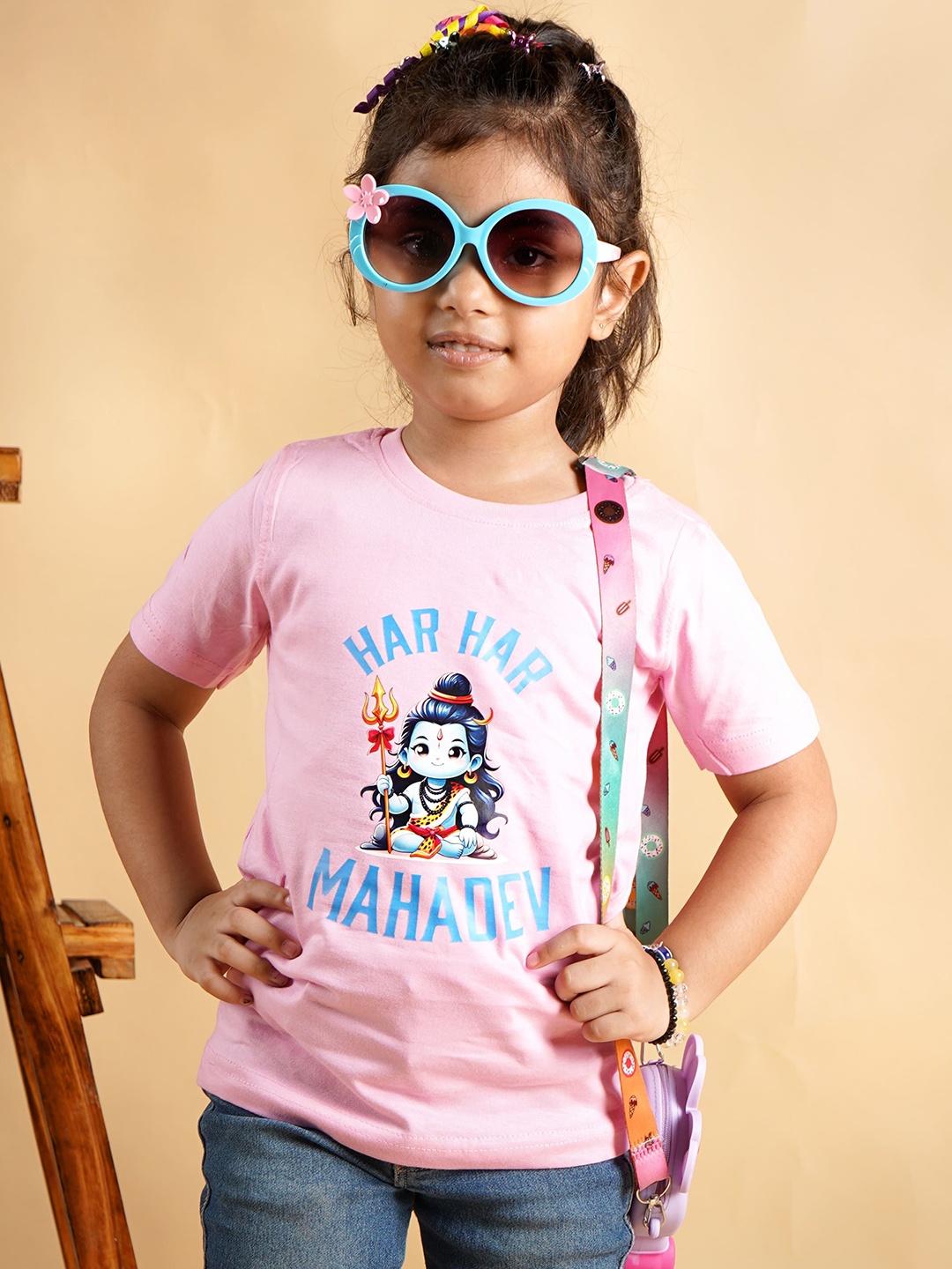 

PRABHUBHAKTI Unisex Kids Bio Finish Graphic Printed Round Neck Cotton T-Shirt, Pink