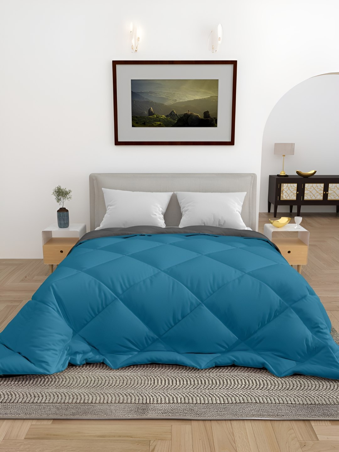 

tundwal's Blue & Grey Geometric Heavy Winter Double Bed Comforter