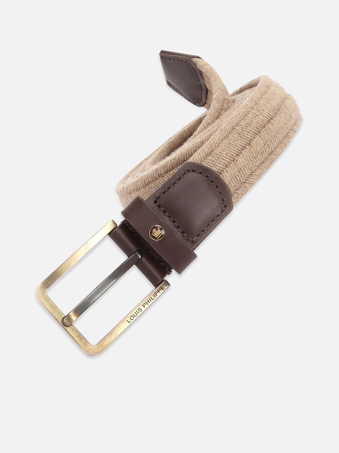 

Louis Philippe Sport Men Textured Leather Tang Closure Belt, Beige