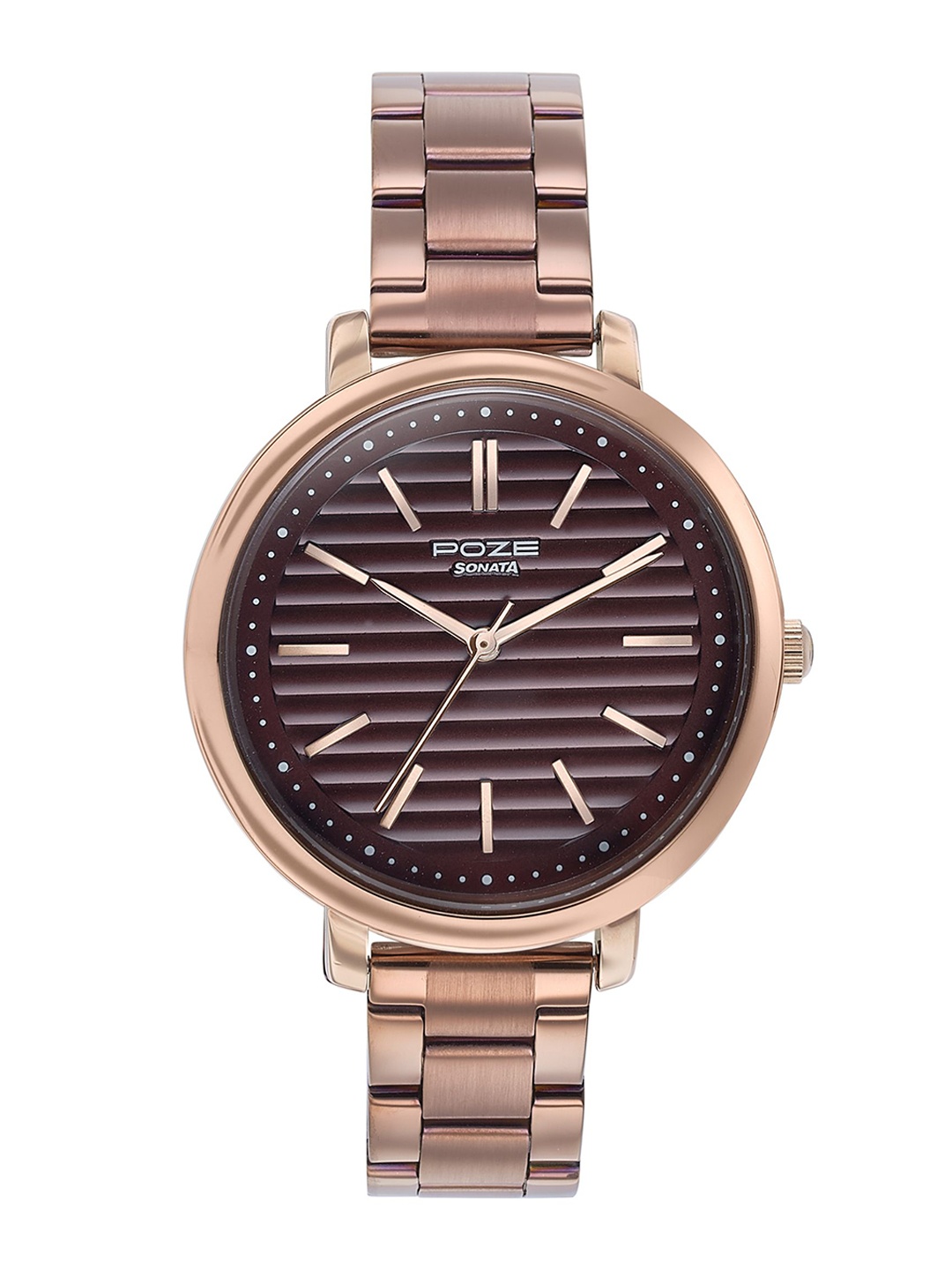 

Sonata Women Embellished Dial & Bracelet Style Straps Analogue Watch SP80081KM01WF, Brown