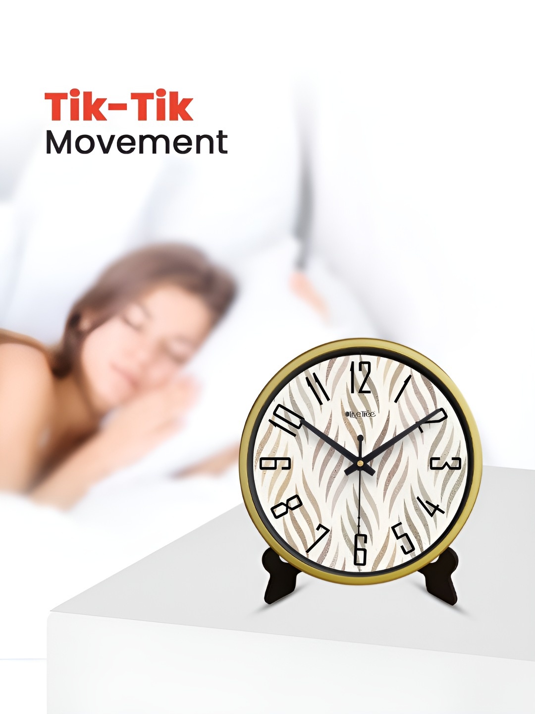 

OLIVE TREE Gold-Toned & White Printed Contemporary Table Clock