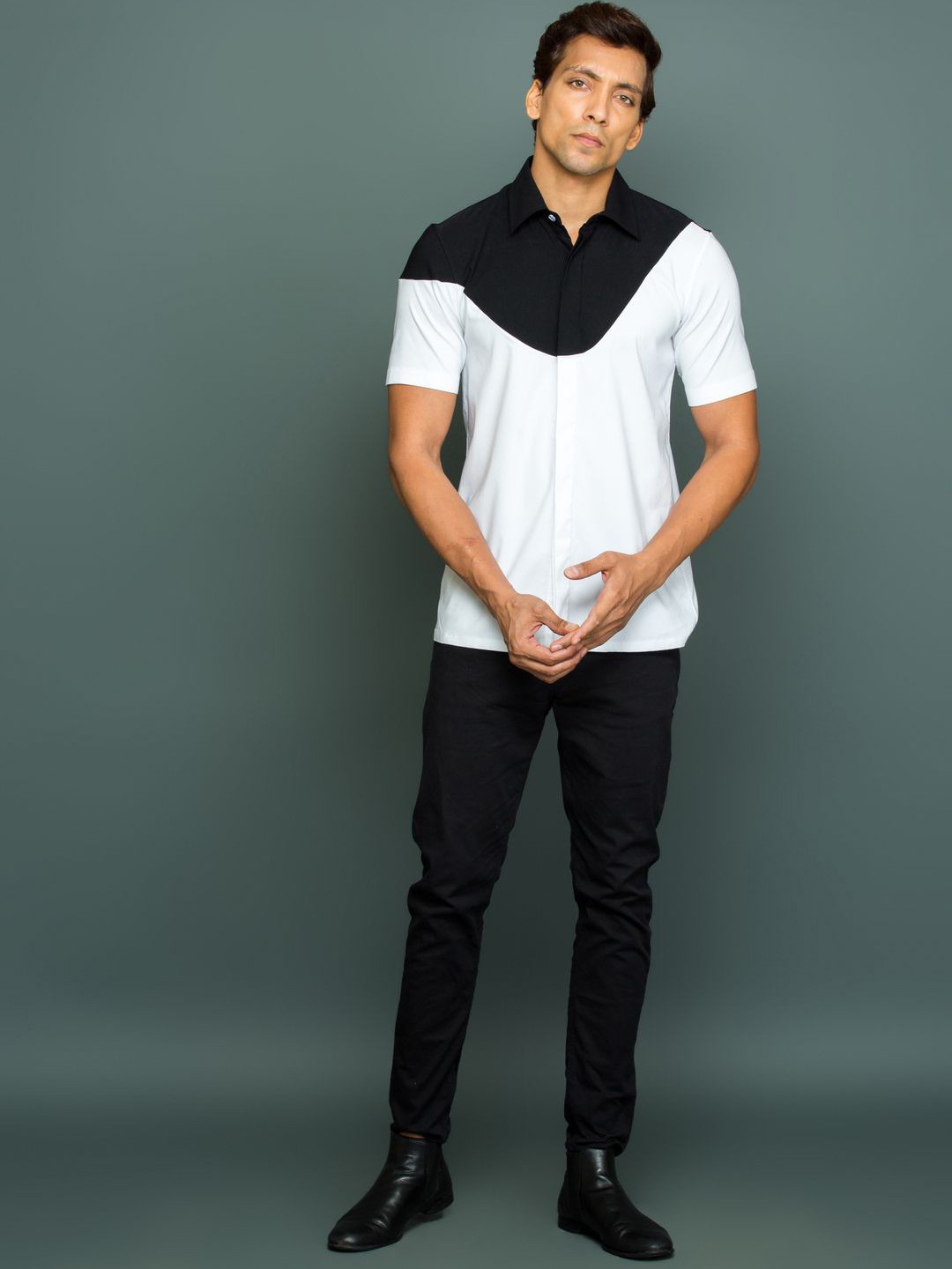 

ECHKE Men Custom Opaque Casual Shirt, White