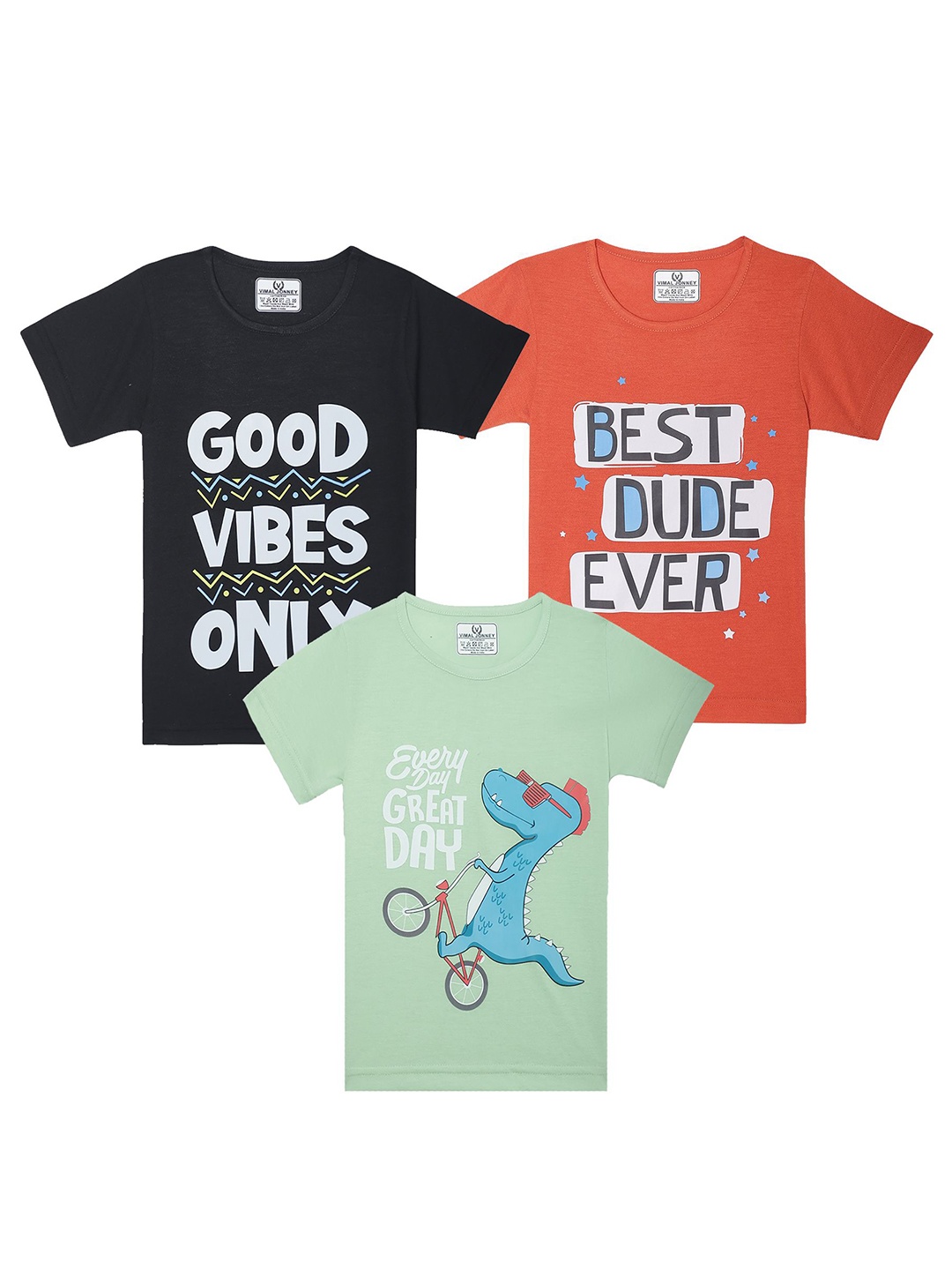 

VIMAL JONNEY Kids Typography 3 Printed T-shirt, Multi