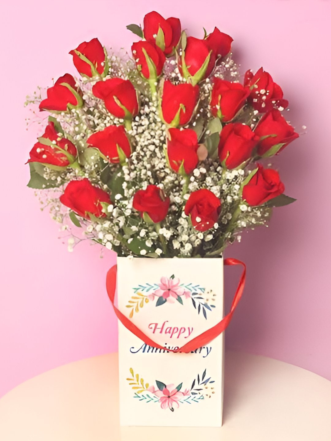 

Floweraura Red & Green 20 Pieces Fresh Rose Bouquet