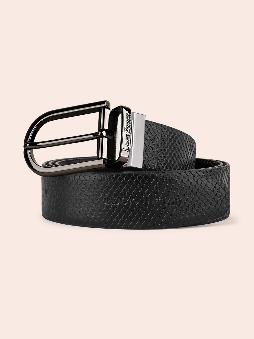 

LOUIS STITCH Men Black Leather Formal Belt
