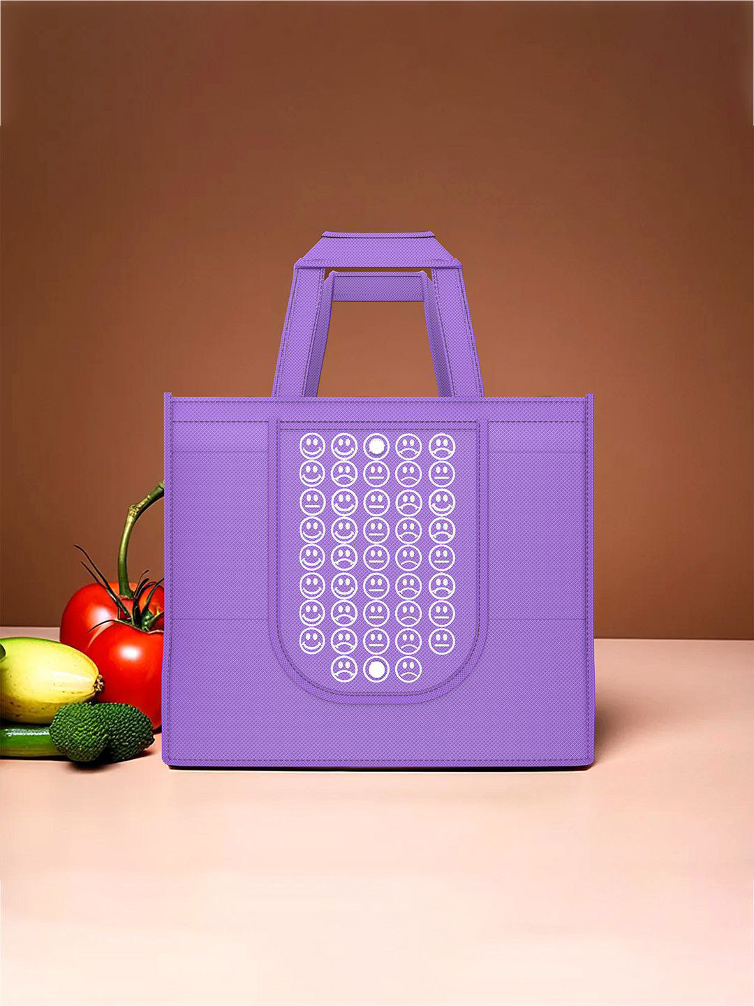 

Kuber Industries Set Of 96 Smiley Printed Lightweight Reusable & Foldable Shopping Bags, Purple