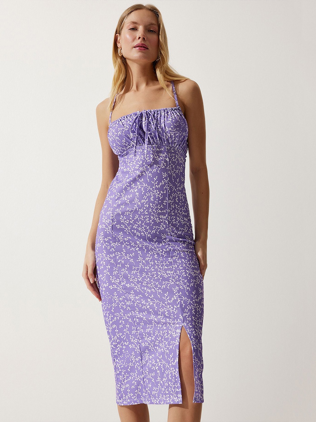 

Happiness istanbul Printed Sheath Midi Dress, Lavender