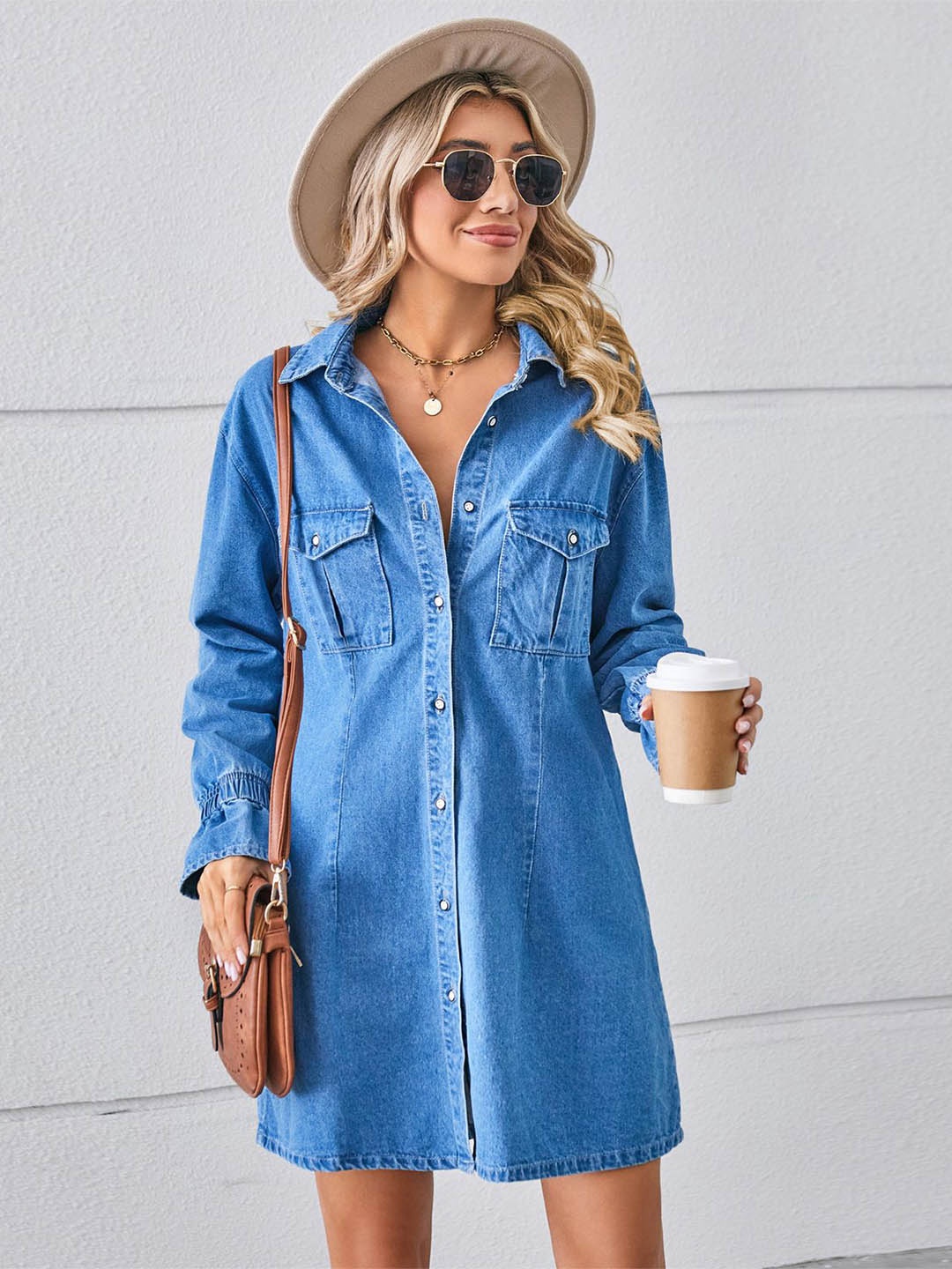 

StyleCast Denim Shirt Mini Dress, Blue