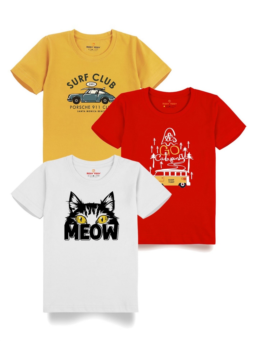 

AUSK Boys Pack Of 3 Graphic Printed Round Neck Cotton T-Shirts, Red