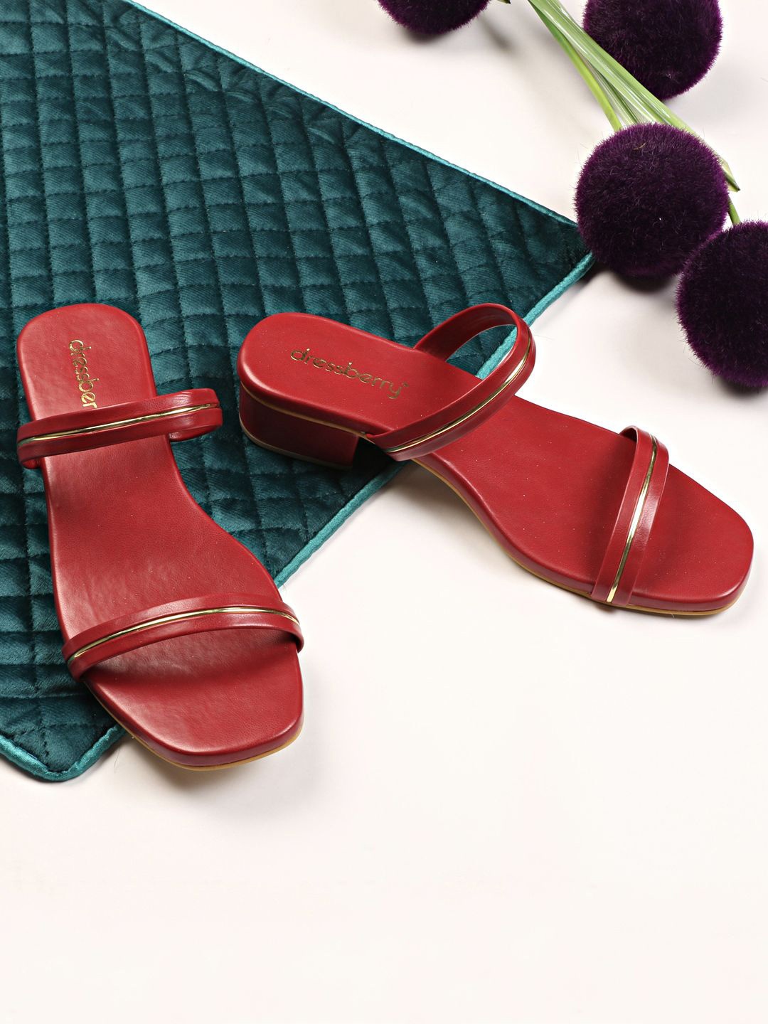 

DressBerry Women Block Sandals, Maroon