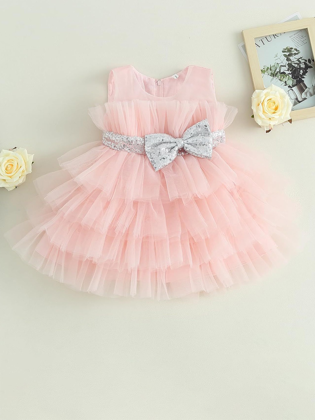 

FAIRY DOLLS Net Fit & Flare Dress, Peach