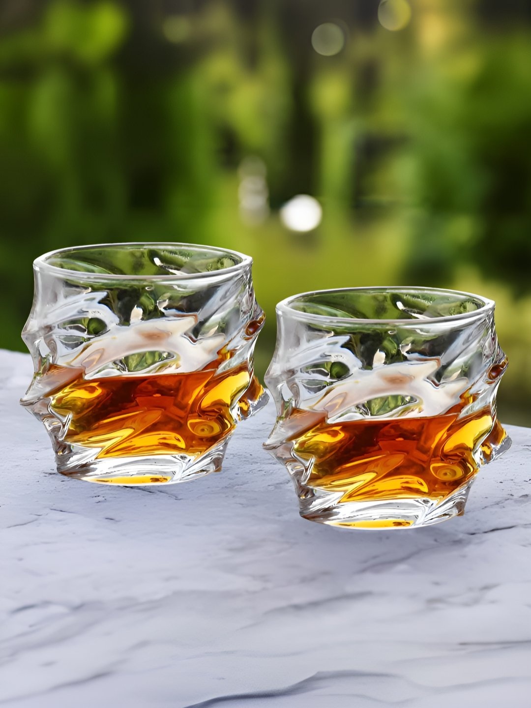 

UMAI Transparent 2 Pieces Textured Whisky Glasses- 240 ml Each