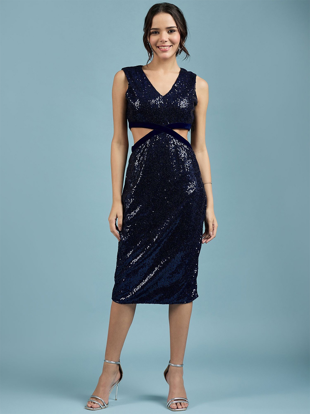 

DressBerry Embellished Cut-Outs Bodycon Dress, Blue