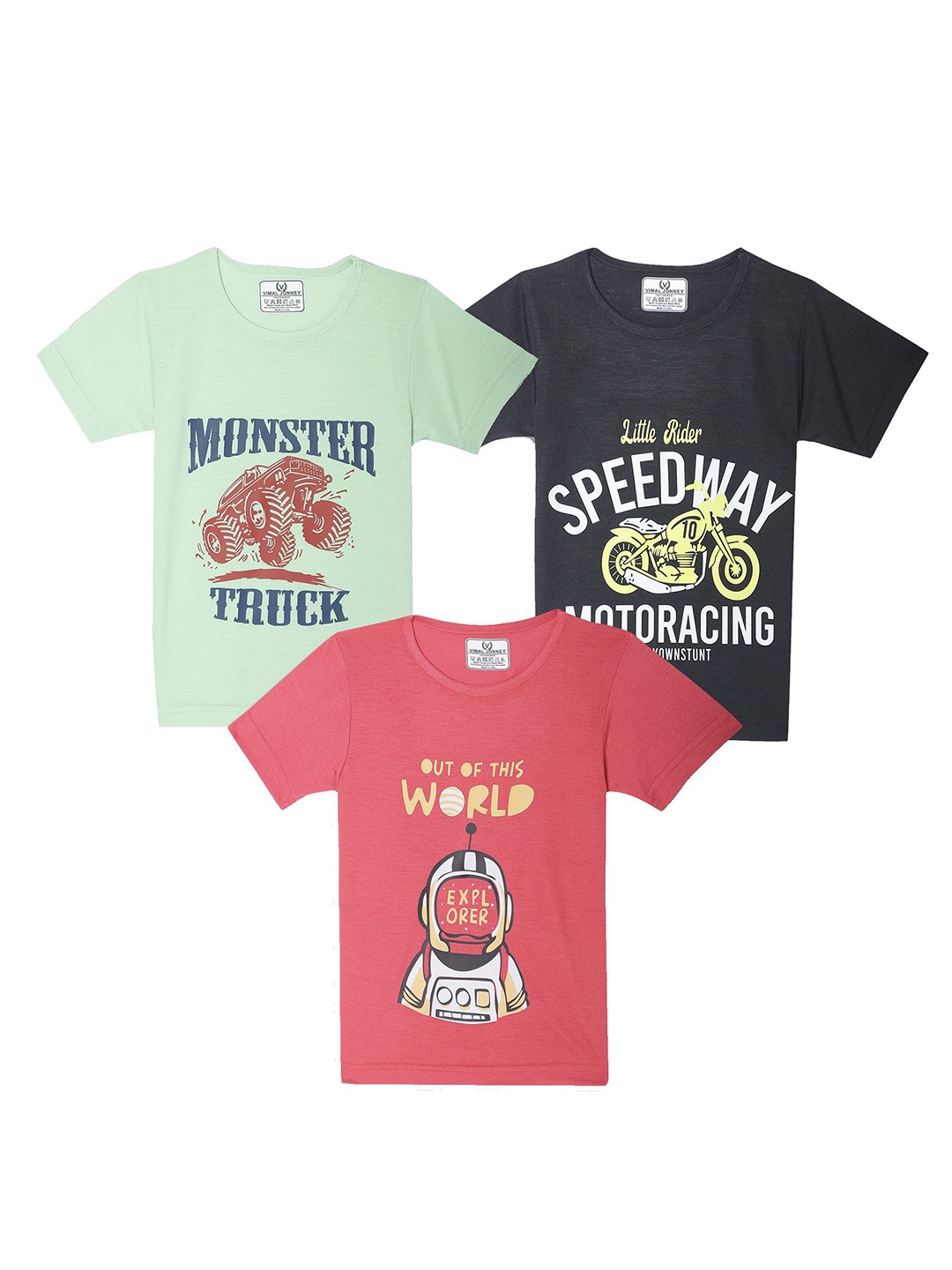 

MACK JONNEY Kids Typography 3 Printed Applique T-shirt, Multi
