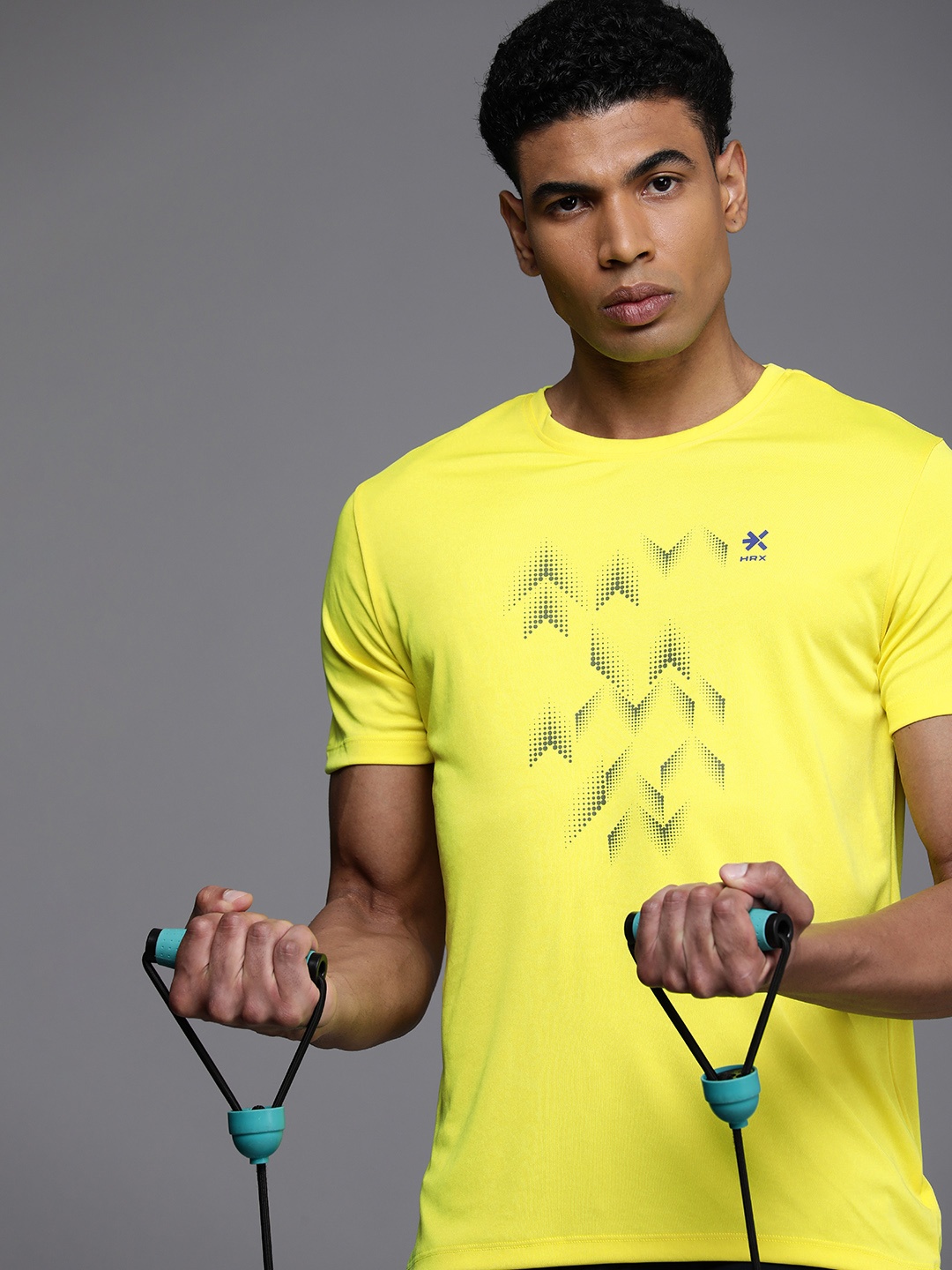

HRX by Hrithik Roshan Printed Rapid- Dry Training T-shirt, Yellow