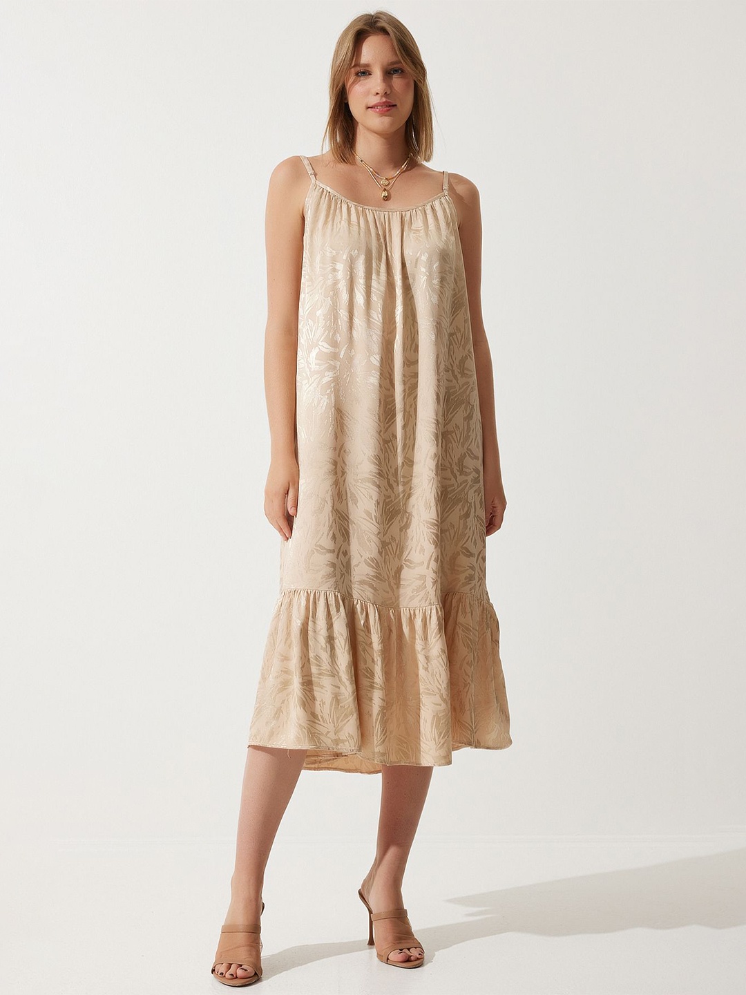 

Happiness istanbul Floral Print A-Line Dress, Cream