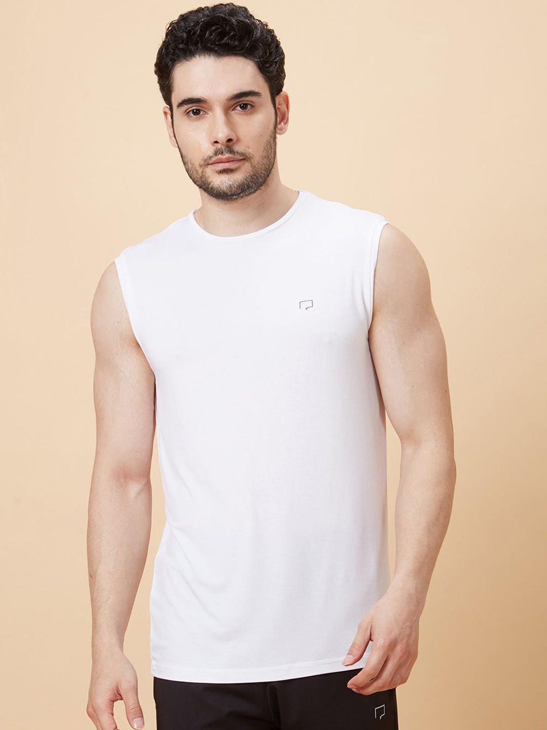 

ROAR FOR GOOD Round Neck Sleeveless Gym Vest, White