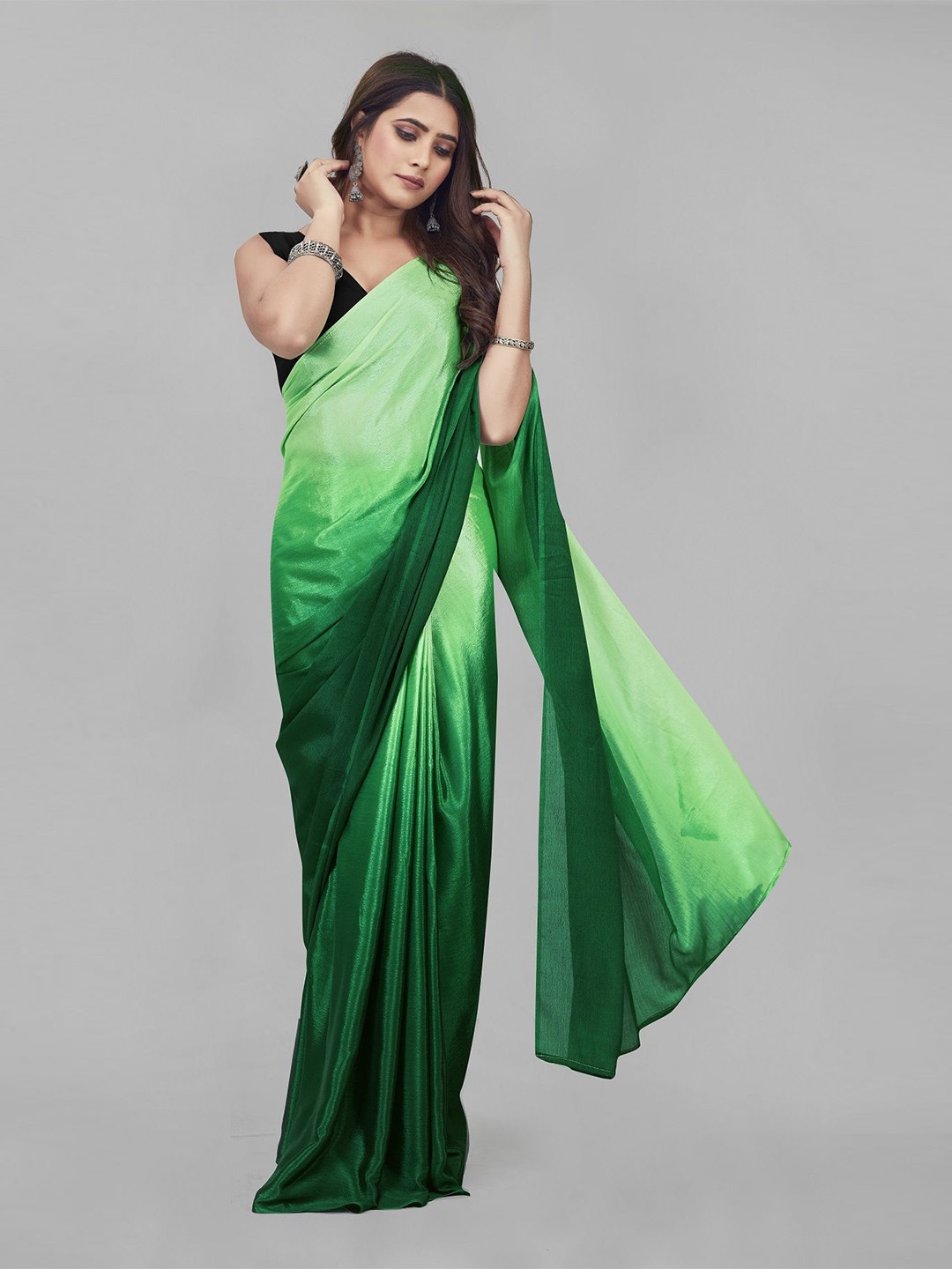 

Aika Ready to Wear Pure Chiffon Saree with blouse piece, Green