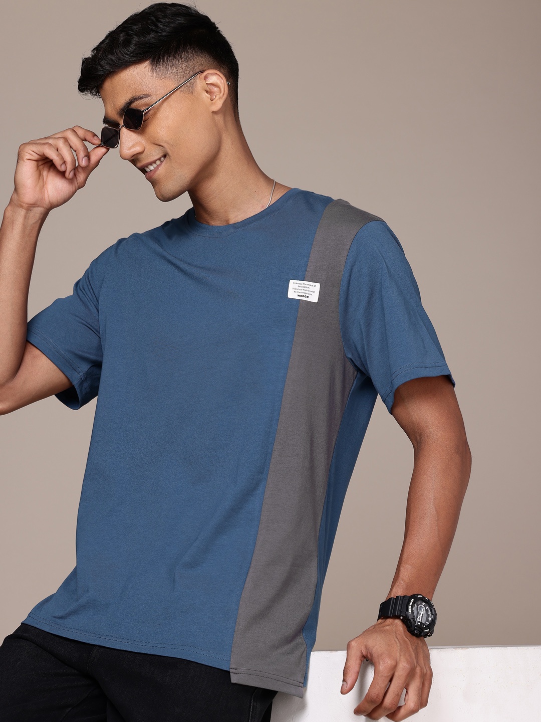 

WROGN Pure Cotton T-shirt, Blue