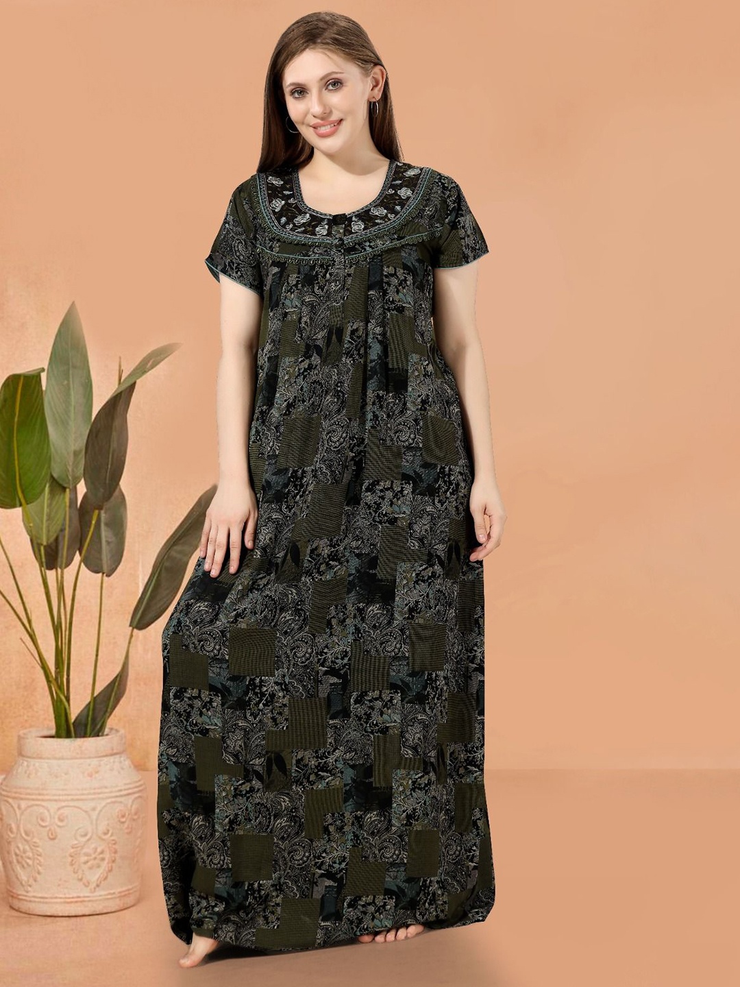 

Soulemo floral Printed Maxi Nightdress, Green