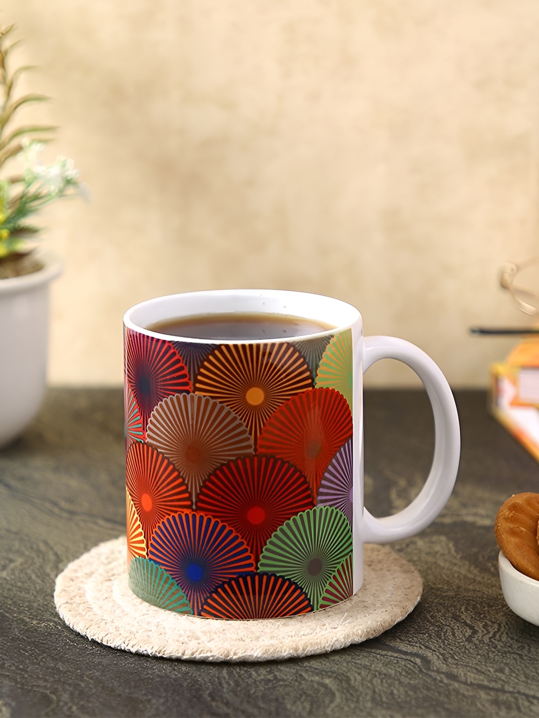 

PENTADECO Red & Green Floral Printed Ceramic Glossy Coffee Mug
