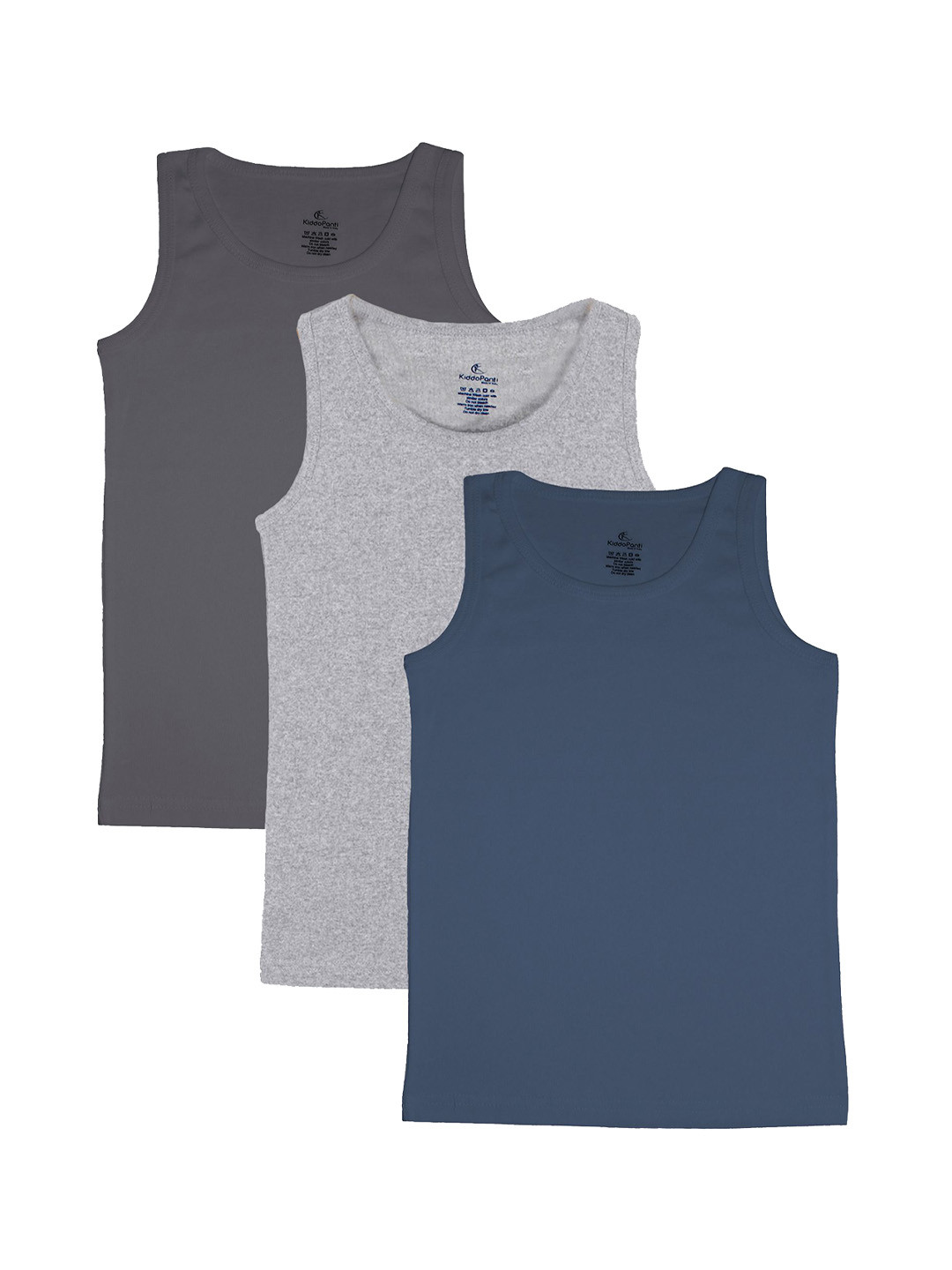 

KiddoPanti Infant Boys Pack Of 3 Pure Cotton Basic Vests, Grey