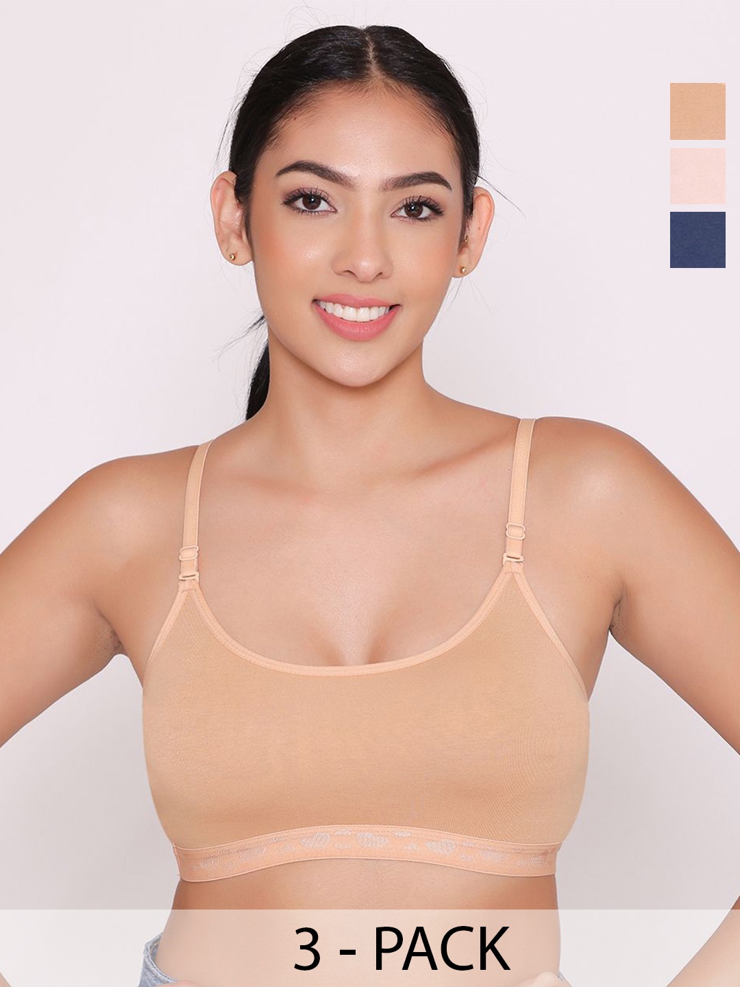 

INKURV Bra Full Coverage Pack Of 3, Nude