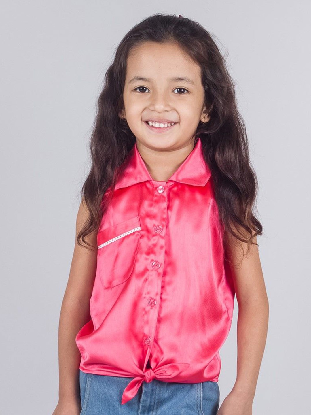 

Tangerine Closet Satin Shirt Style Top, Peach