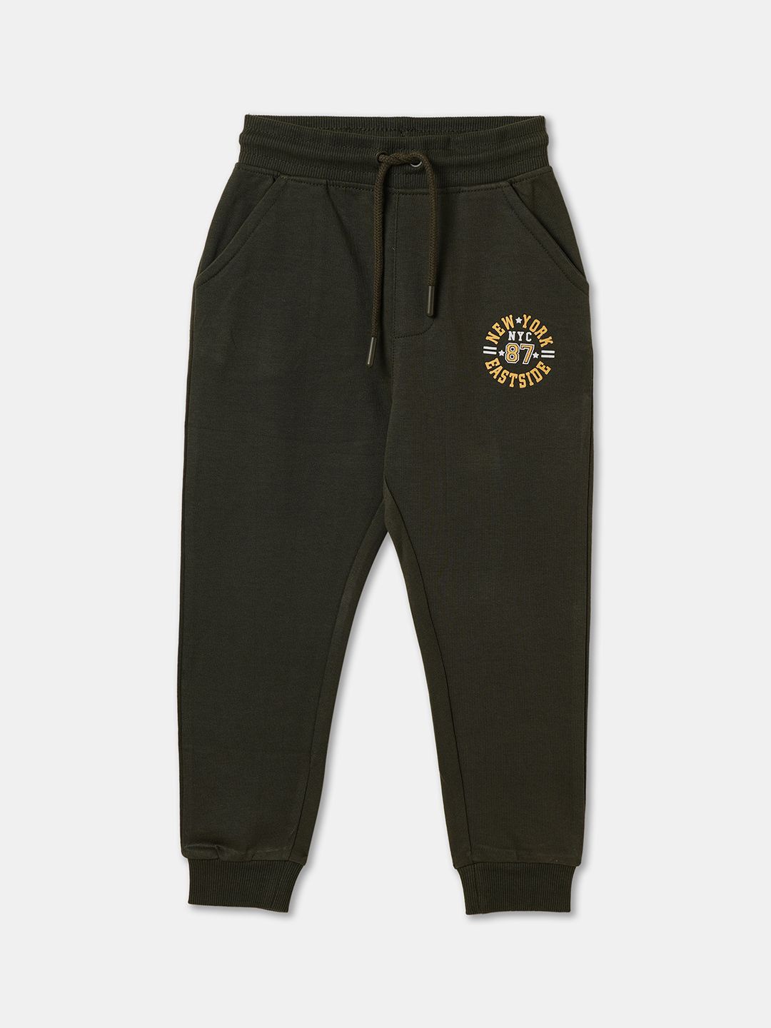 

R&B Boys Cotton Mid Rise Joggers, Olive