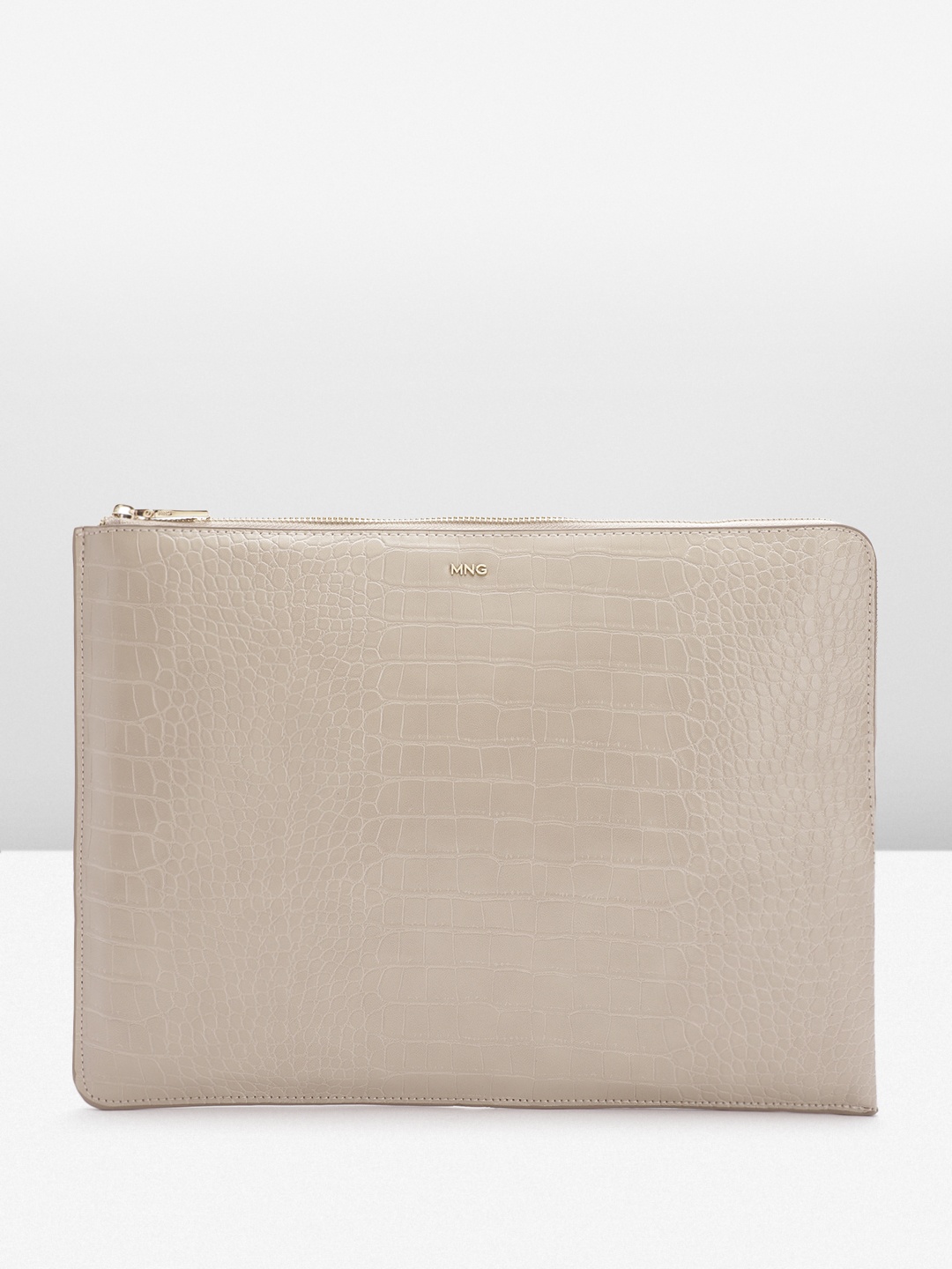 

MANGO Women Croc Tectured Laptop Sleeve, Beige